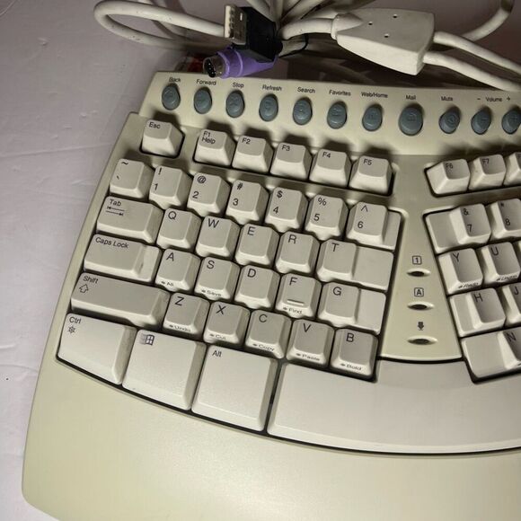 Microsoft Natural Pro Ergonomic USB PS/2 Keyboard Model RT9401 V:5FTW TESTED - Picture 6 of 10